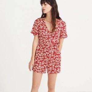 Madewell Red Floral Romper
